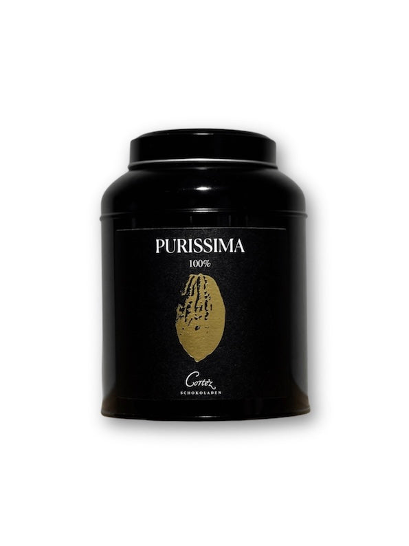 Dose Purissima, pure Trinkschokolade von Cortez Schokoladen, 100% Kakao.