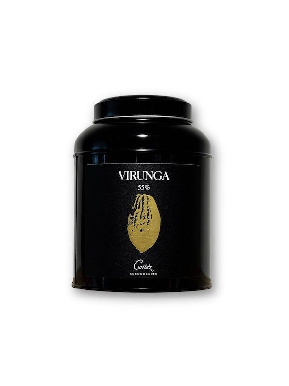 Dose Virunga, helle Trinkschokolade von Cortez Schokoladen, 55% Kakao.